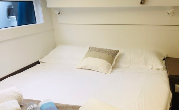 cabin lagoon 40 samana 3_cabin_lagoon_40_samana Family Sailing Holidays in the Mediterranean areas of Greece, Italy, Spain and France. - Lagoon 40 Samana | Luxury Family Catamaran Charter Sicily